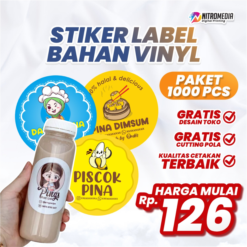 

(1000PCS STIKER VYNIL) STIKER VYNIL / STICKER VINYL / STIKER LABEL / STICKER LABEL / LABEL / STIKER CUSTOM / STICKER CUSTOM / STIKER LABEL MAKANAN / STIKER LABEL OLSHOP / CETAK STIKER STIKER MURAH