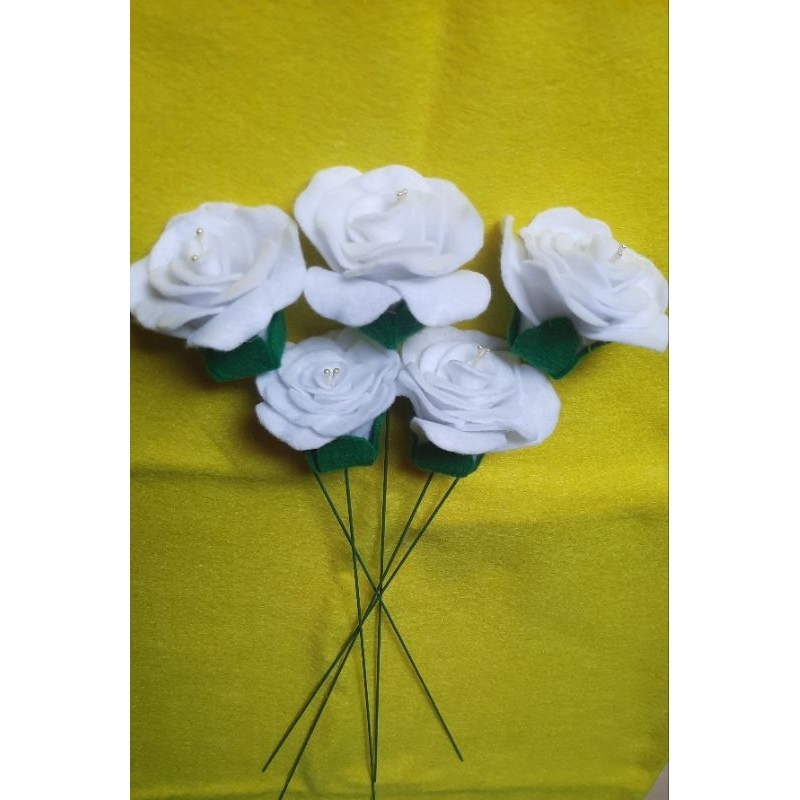 Bunga Flanel/Mawar Putih/Bunga Artificial/DIY