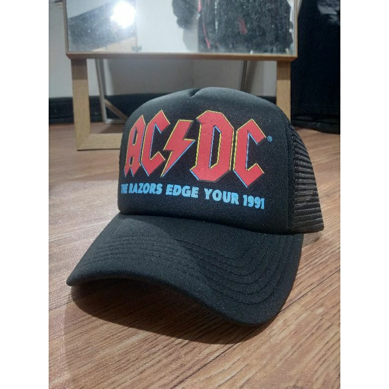 Topi ACDC trucker jaring hitam