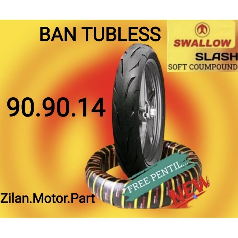MURAH BAN TUBELESS SOFT COUMPOND SWALLOW SLASH 90.90.14 100% ORIGINAL