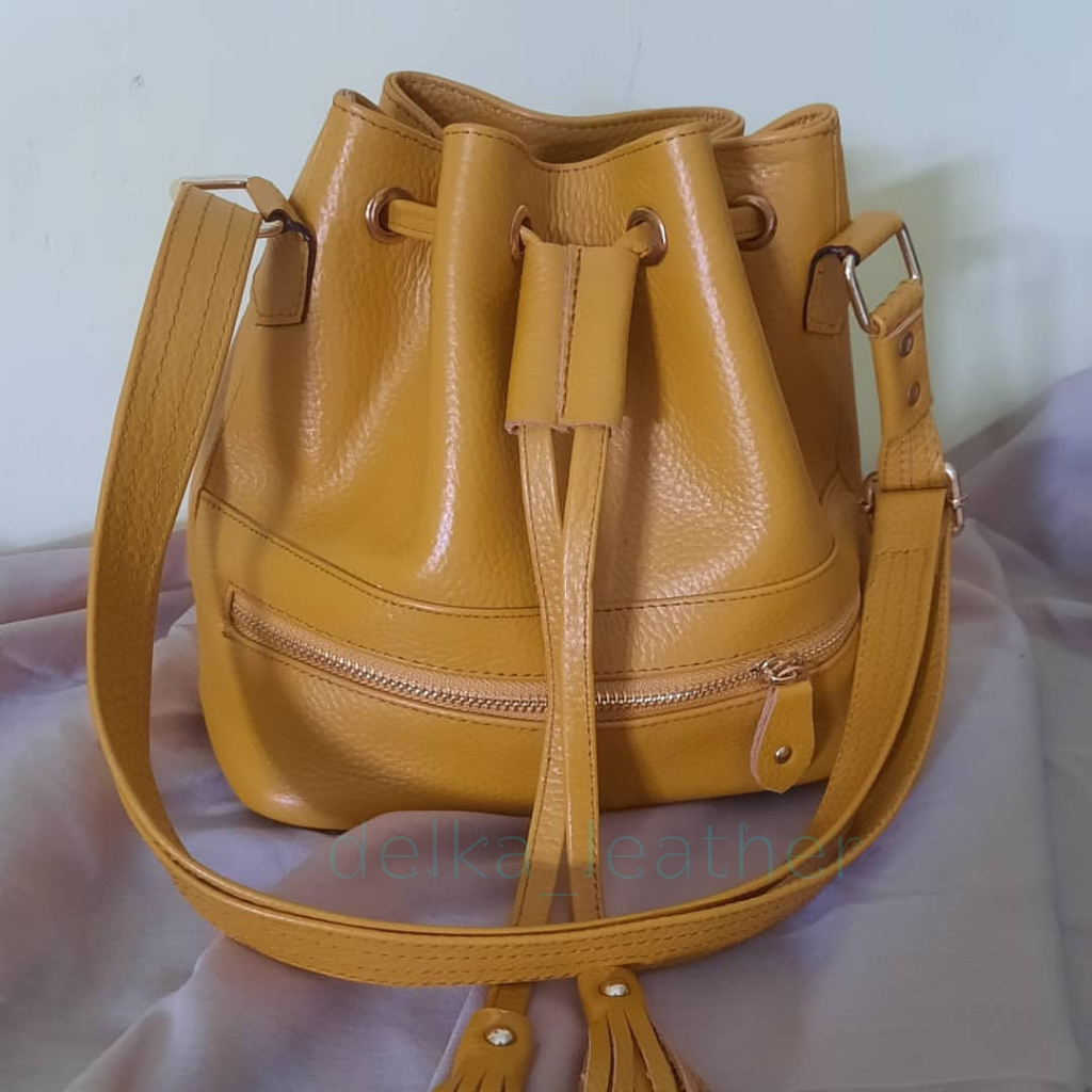Tas Kulit Sapi Asli DL993 Wanita/ Tas Papirut Asli Kulit Sapi Garut/ Tas Selempang Serut Bahan Kulit