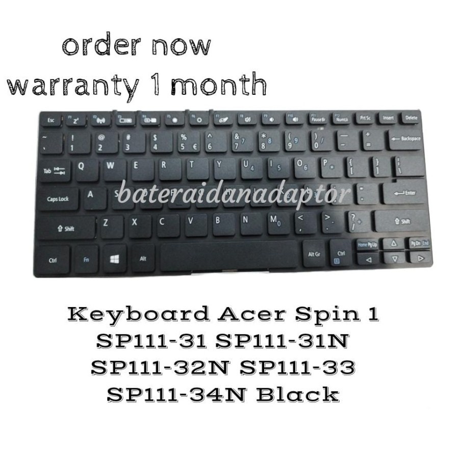 Keyboard Acer Spin 1 SP111-31 SP111-31N SP111-32N SP111-33 Black