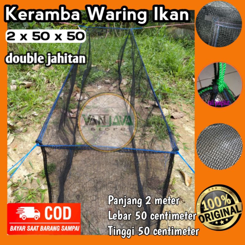 [COD] keramba ikan 2x0.5x0.5 kotak nila lele jaring ikan siap pakai