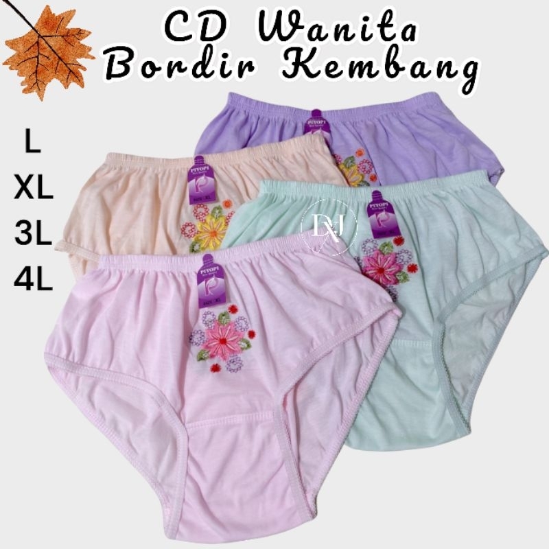 Celana Dalam Wanita Bordir Bunga Jumbo Big Size Ibu Hamil XXXL XXL XL L CD Ibu Jumbo Bumil Bordir