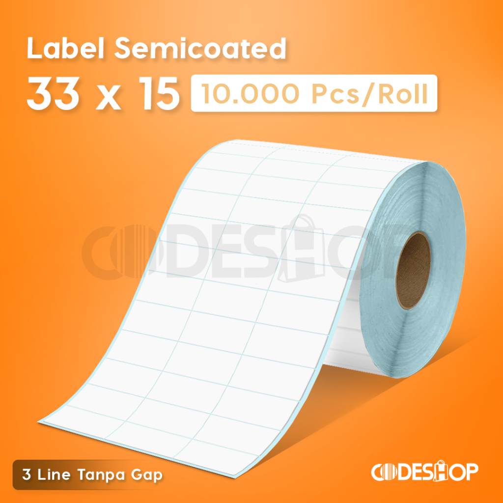 

Label Barcode 33 X 15 (3 LINE) Tanpa Gap Sticker Semicoated 33x15