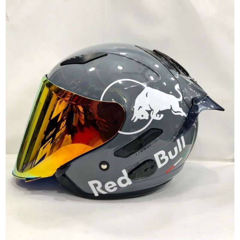HELM KYT GALAXY FLAT R GREY GLOSY PAKET RED BULL