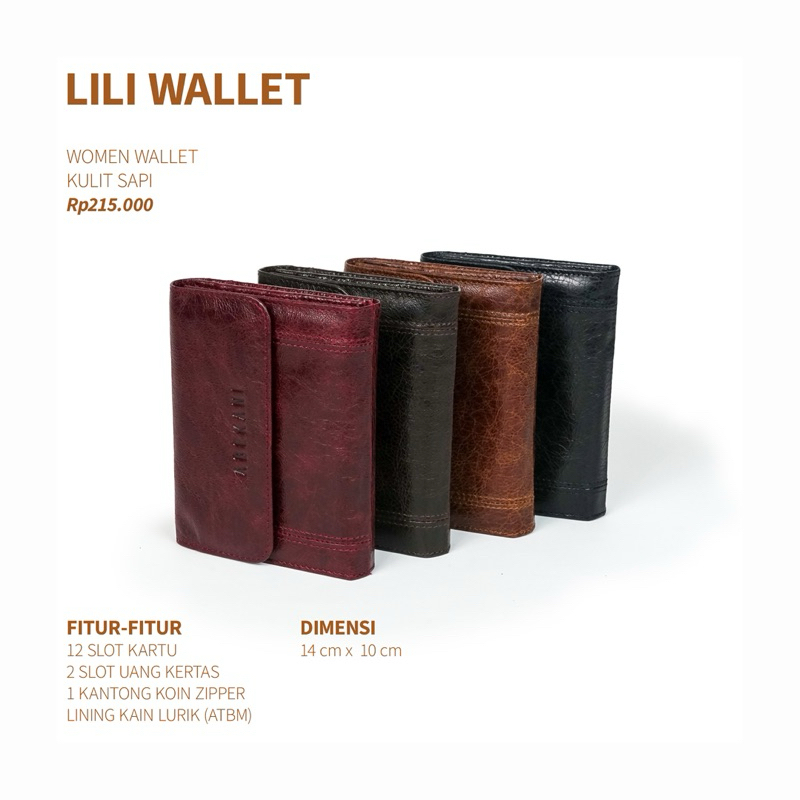 Dompet Kulit Wanita ABEKANI Dompet Kecil Mini Wallet Lili Wallet Dompet Coin
