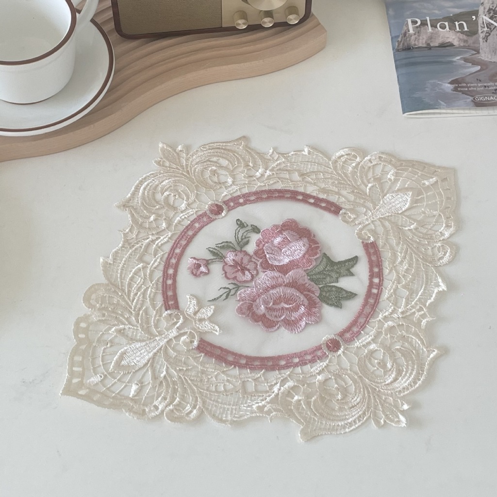 HJK Eyre Favorit Pelanggan Renda Prancis tiga dimensi kain penutup debu mawar bordir bordir alas