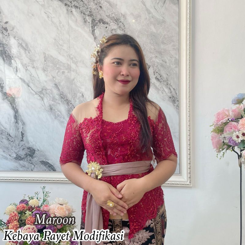 KEBAYA PAYET METALIK TANGAN PENDEK/ KEBAYA BALI BAGUS MURAH