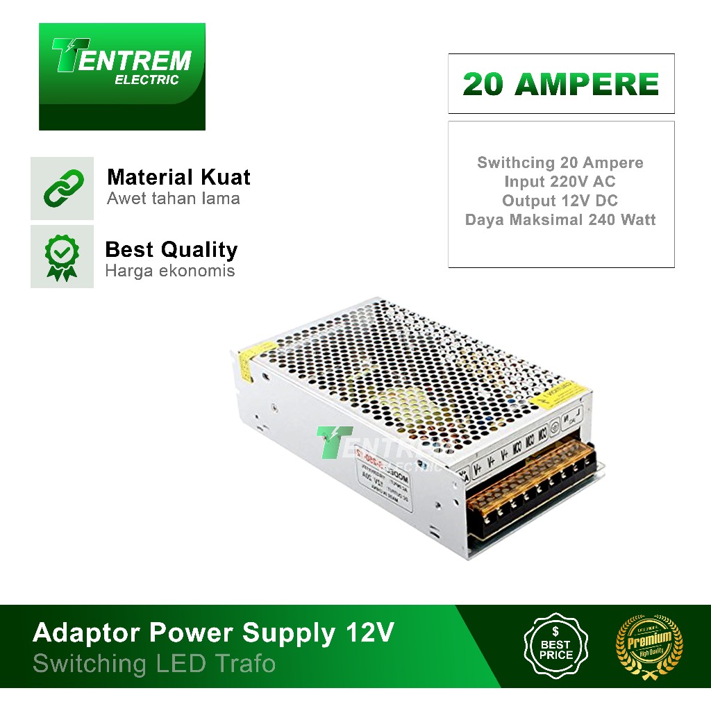 Adaptor Power Supply 12V 20A Switching LED Trafo 20 Ampere