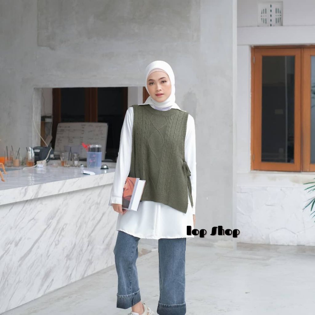 VEST RAJUT OVERSIZE BELIA PREMIUM JUMBO CABLE TALI PINGGIR