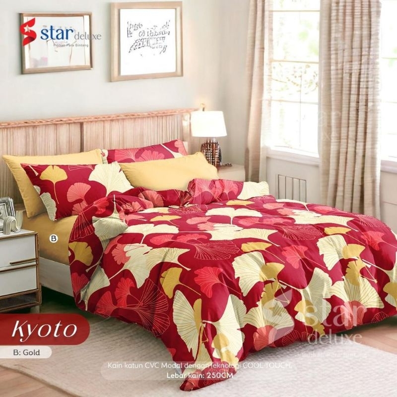 sprei katun lokal motif kyoto merah