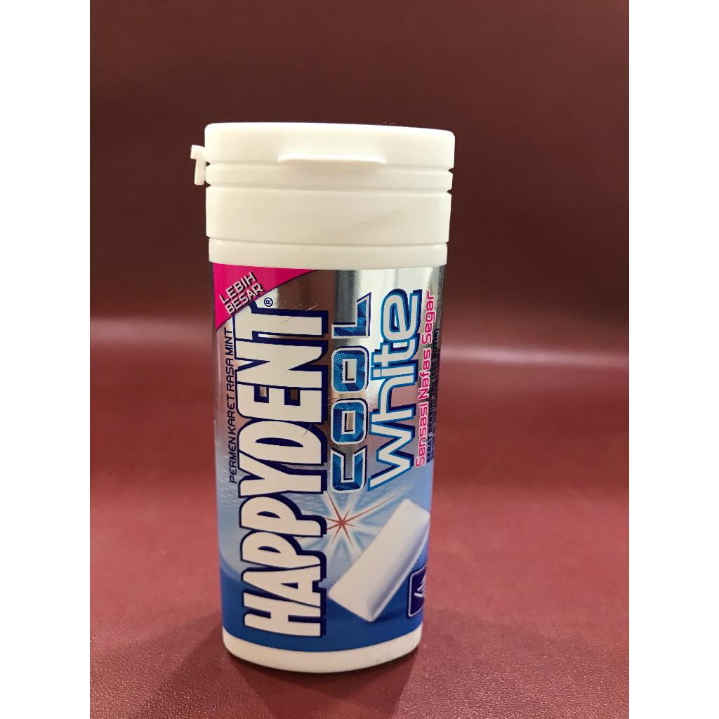 

Happydent Cool White Pocket Bottle 28G - Permen Karet Rasa Mint