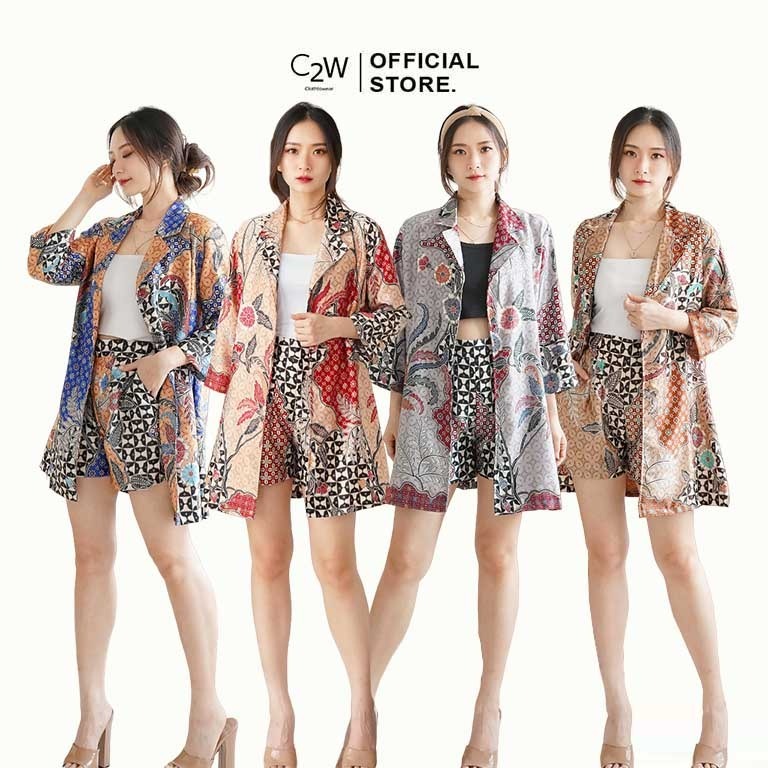 C2W Clothtowear Set Batik Wanita All Size Satin Women's Clothes 996-SKR
