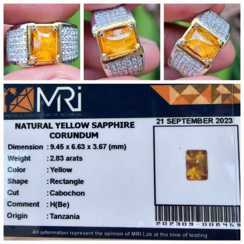 Natural Yellow Sapphire Tanzania Memo 2.83 crt