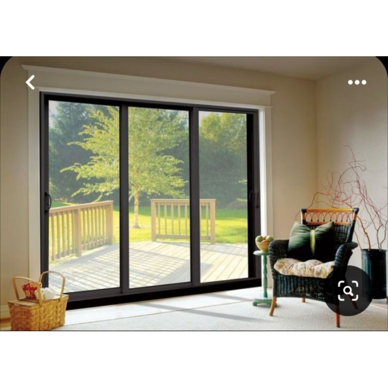 Pintu Sliding Aluminium Hitam 3 Rel