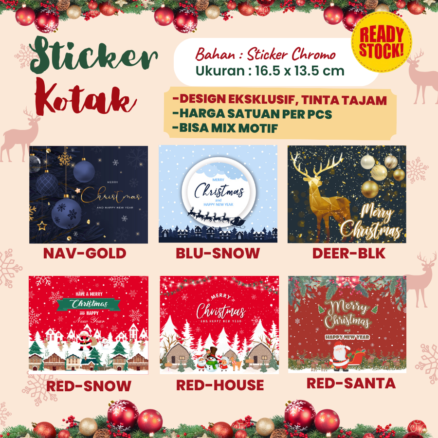 

Sticker Kotak Natal Stiker Label Hampers untuk toples box Merry Christmas by Soogan