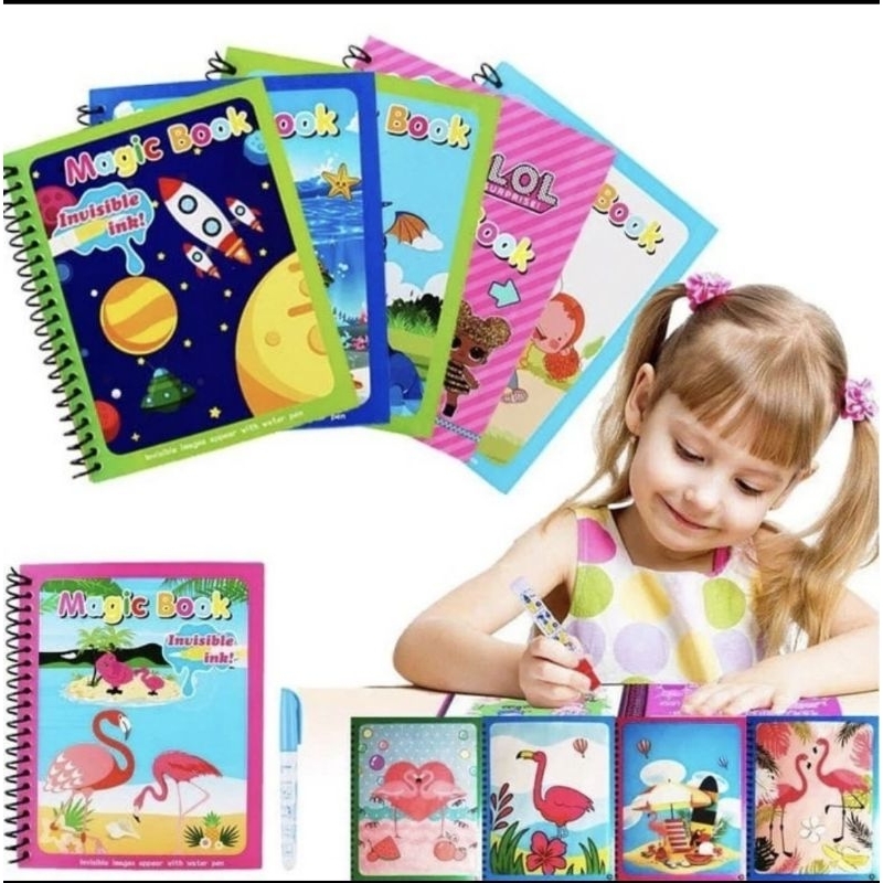 

Magic water book buku air gambar warna free pena mainan anak edukasi
