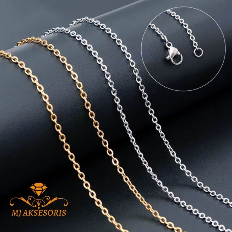Kalung Titanium Pria Wanita Rantai Nuri Stainless Anti Karat