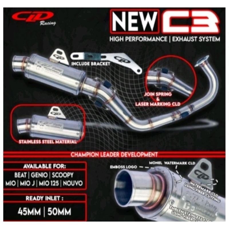 Knalpot CLD Racing New C3 Beat/Beat Fi /GENIO Original