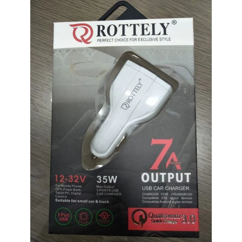 (7A/35W)Charger HP di Mobil 3 port 7Amper /35What - Car Charger 3in1 Port Usb Colokan cesh