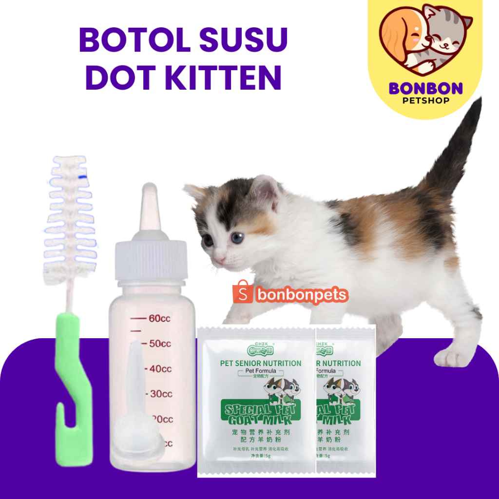 Botol Dot Anak Kucing 1 Bulan Susu Kitten Susu Kambing  Botol Susu Kucing Dan Anjing Sikat Botol Min