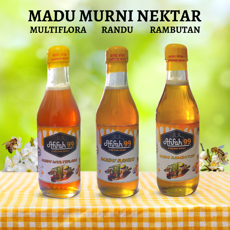 

Madu Murni Afifah 99 (350 ml) Madu Multiflora - Madu Randu - Madu Rambutan - Madu Asli - Raw Honey