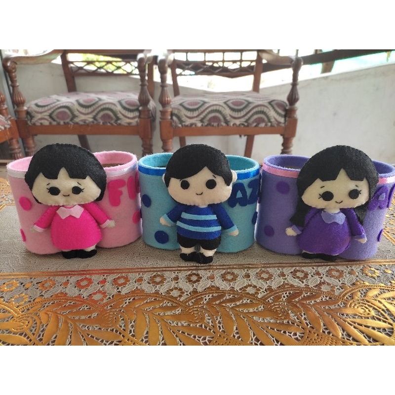 

pencil holder tempat pensil pemanfaatan kaleng bekas hias flanel kreasi tugas sekolah