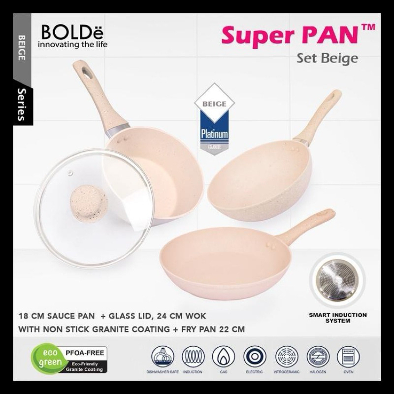 Bolde Super Pan Beige Set Wajan Panci Granit
