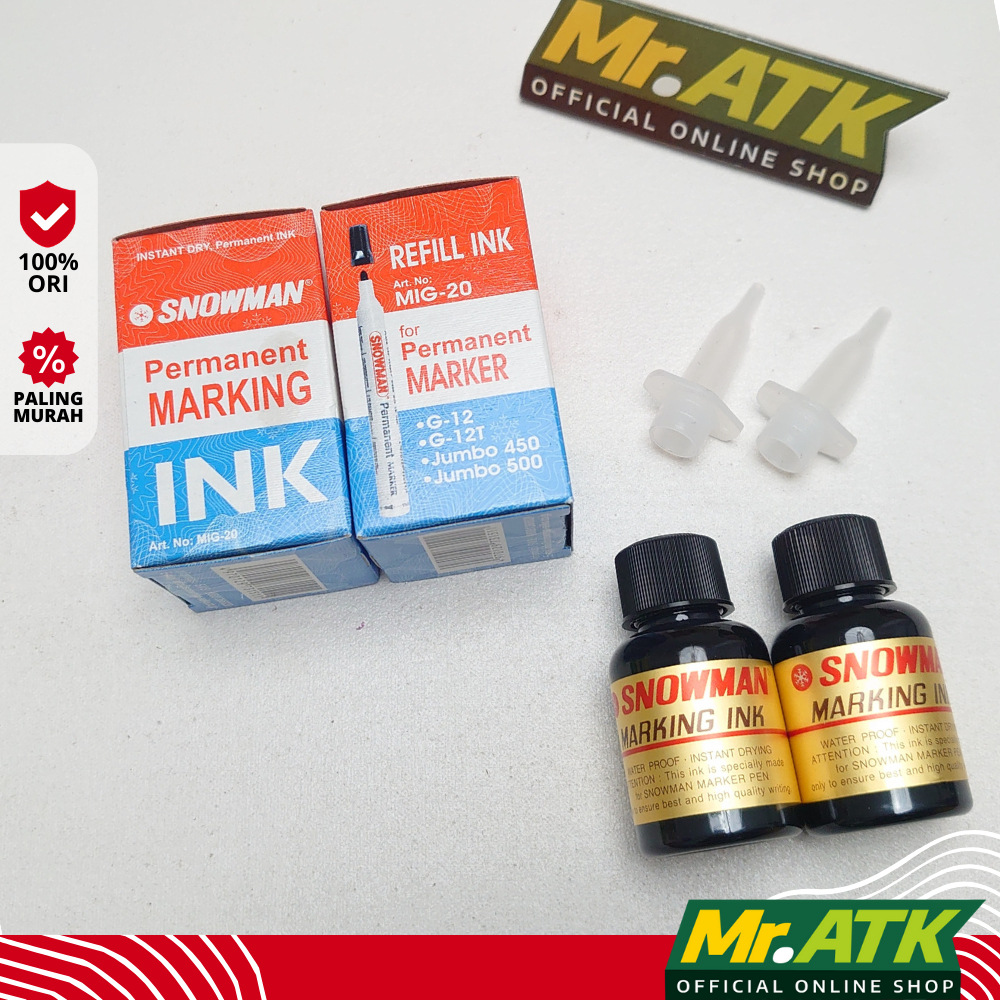 

REFILL INK PERMANENT MARKER SNOWMAN WARNA HITAM MIG 20 - TINTA SPIDOL PERMANEN