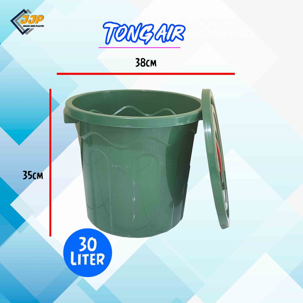KUDAKU Ember Plastik + Tutup Kapasitas 30Liter Hijau / Ember Plastik 30 liter