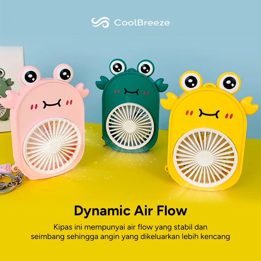 Kipas Angin Genggam Mini Portable CoolBreeze YM88117 Kartun Rechargeable + Tali Gantungan