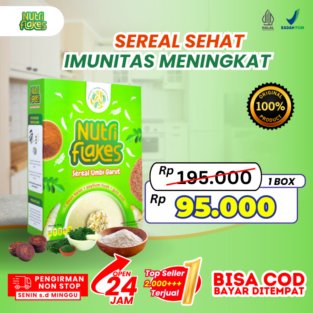

Nutriflakes Sereal Sehat Umbi Garut 100% Alami