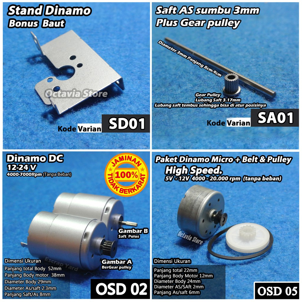 Dinamo Motor DC 5V 9V 12V 24V 42V