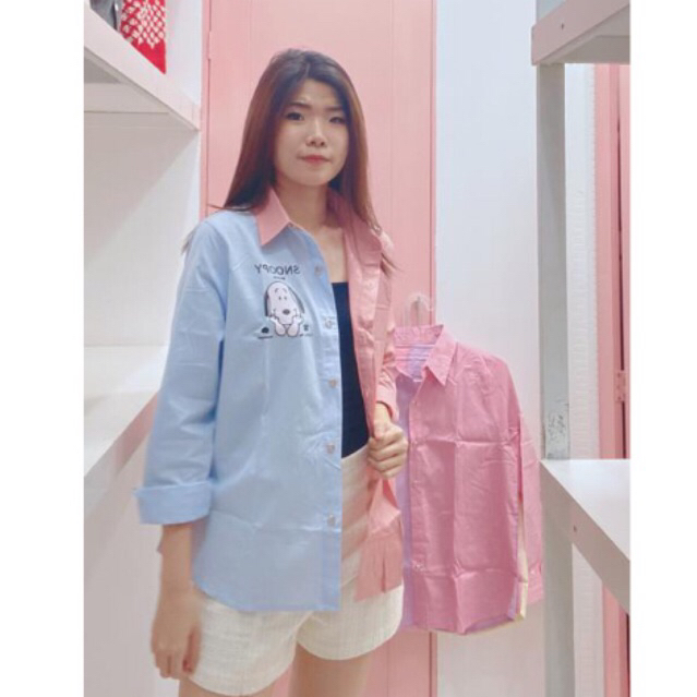 Kemeja lengan panjang motif kartun