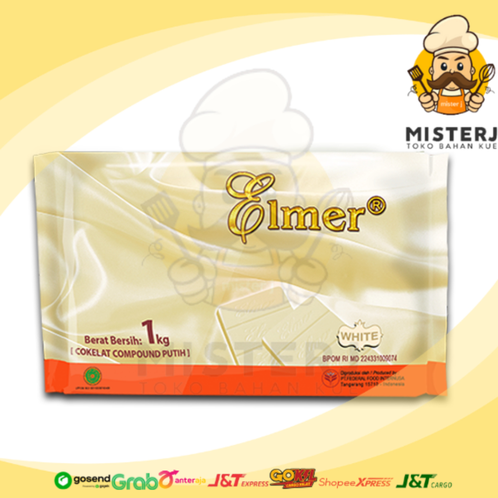 

Elmer White Classic Compound Dark | 1 Kg | Elmer Coklat Putih Best Seller Premium | Kemasan Baru