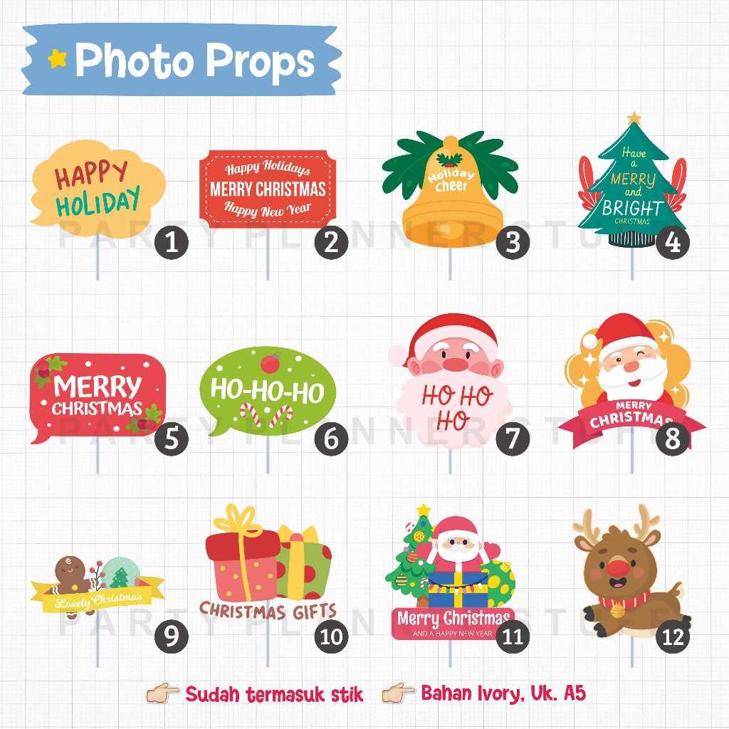 Photobooth props natal / aksesoris natal dan tahun baru / dekorasi natal / photobooth property chris