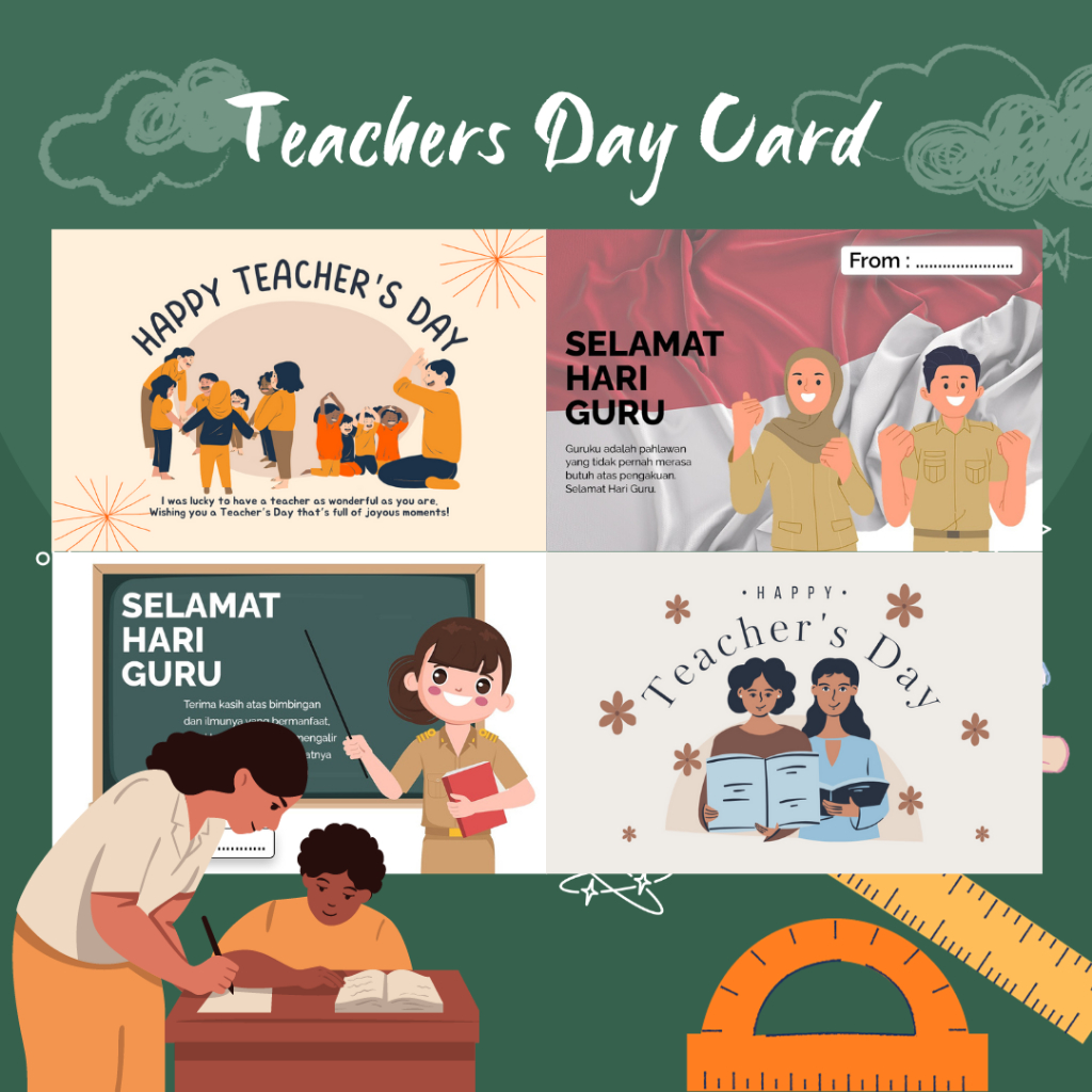 Greeting Card HARI GURU Nasional / Gift Card Kartu Ucapan Teachers Day / Aesthetic Kartu Ucapan Thank you Teacher's Day / Card Selamat Hari Guru / Card Terimakasih Apresiasi Guru Thankyou