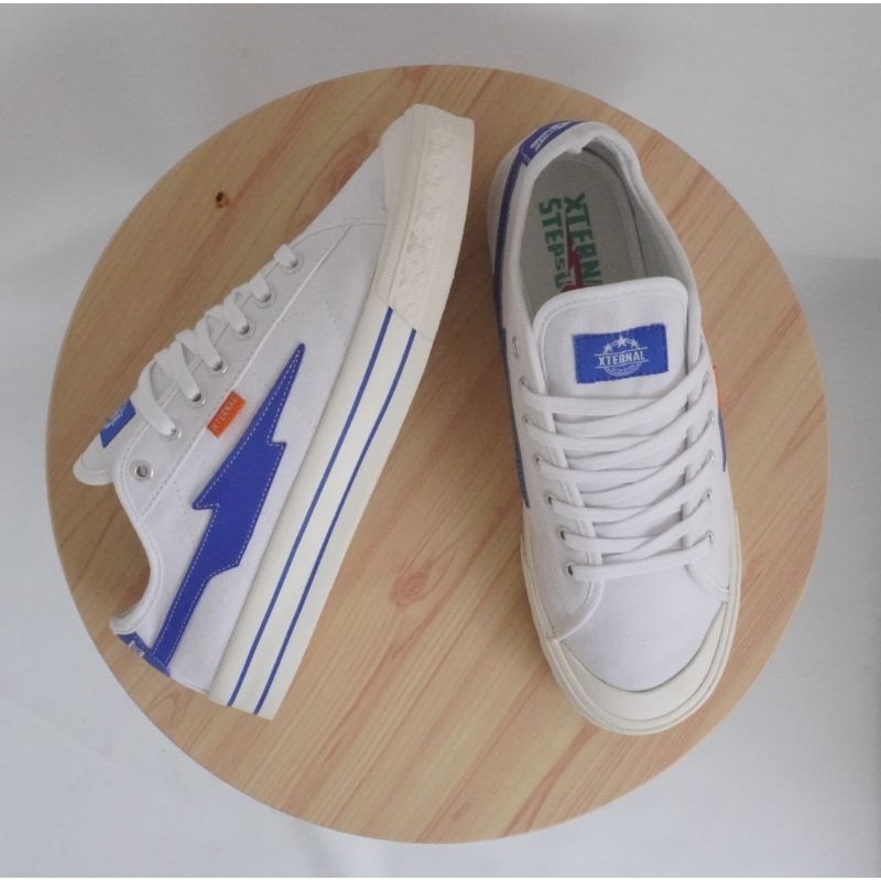 Sepatu XternalStepSure - Mitterns Storm Low White Blue Kasual Original