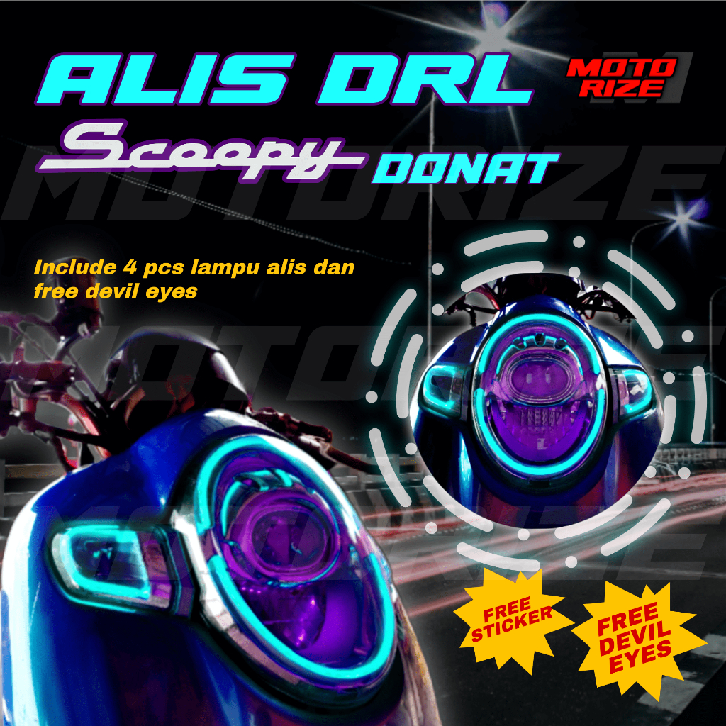 Lampu Alis SCOOPY  Bonus Alis Sein DRL Lampu Depan Variasi Senja Headlamp Headlight Lampu Depan Moto