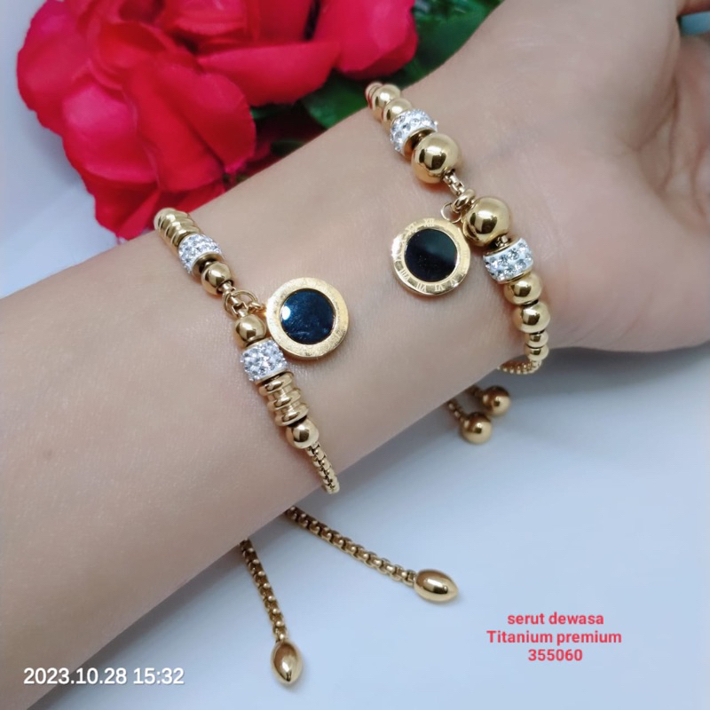 gelang serut perhiasan Titanium Xuping Rodium perhiasan lapis emas 24 karat