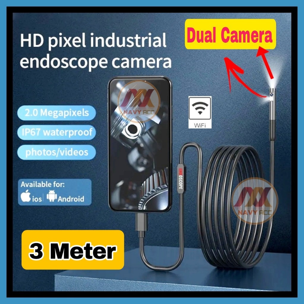 MH - Endoscope Camera Android dan ios Wifi Hard Cable Dual / Single Lens