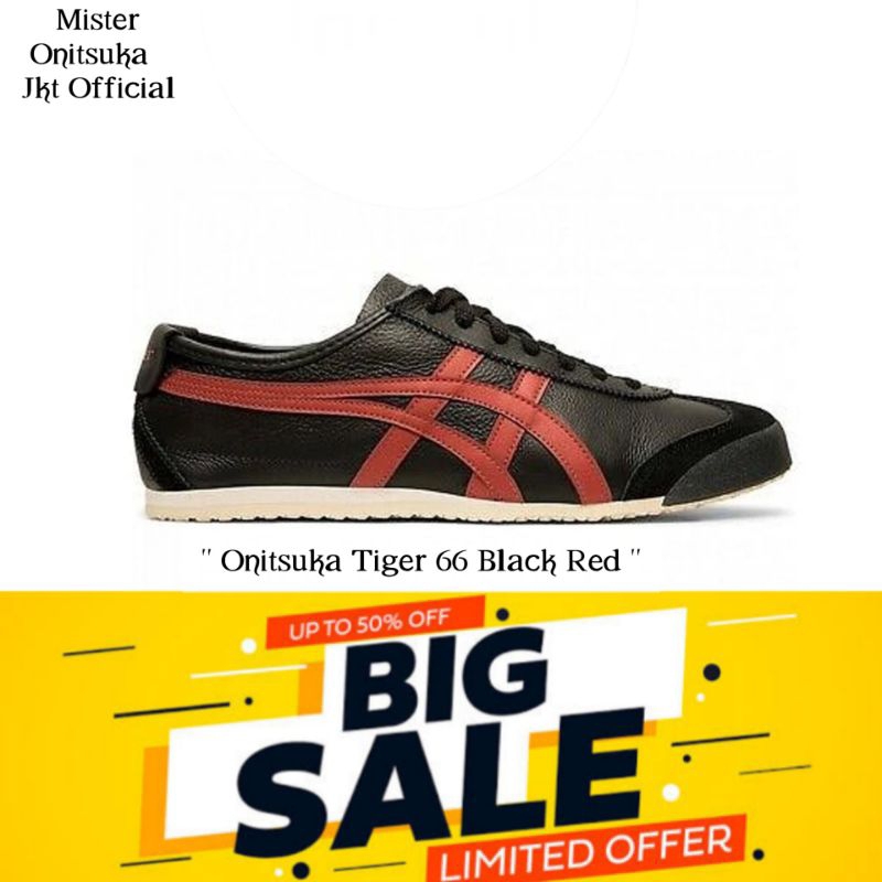 Sepatu original Onitsuka Tiger 66 Black Red - 36