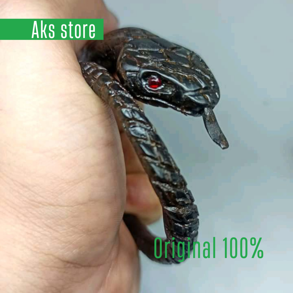 Gelang akar bahar hitam ukir ular