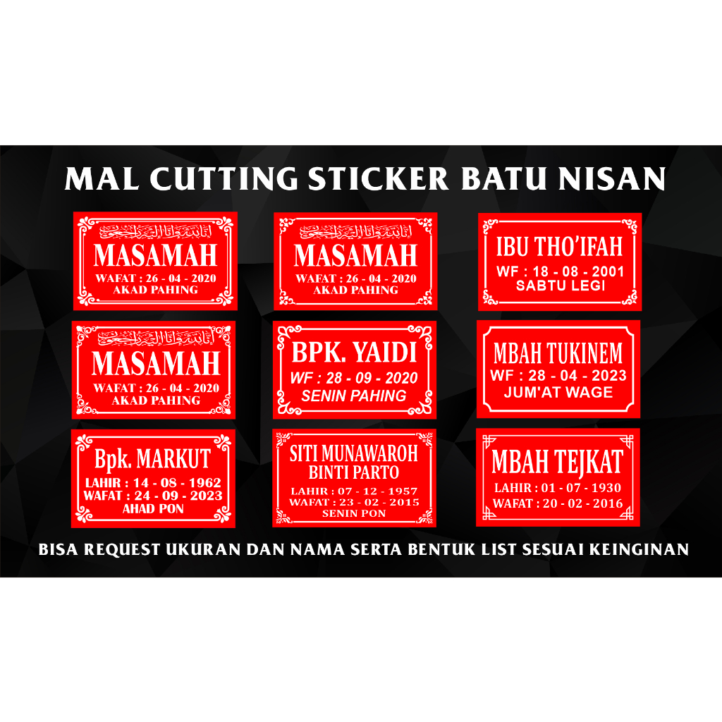 

cutting sticker mal prasasti batu nisan