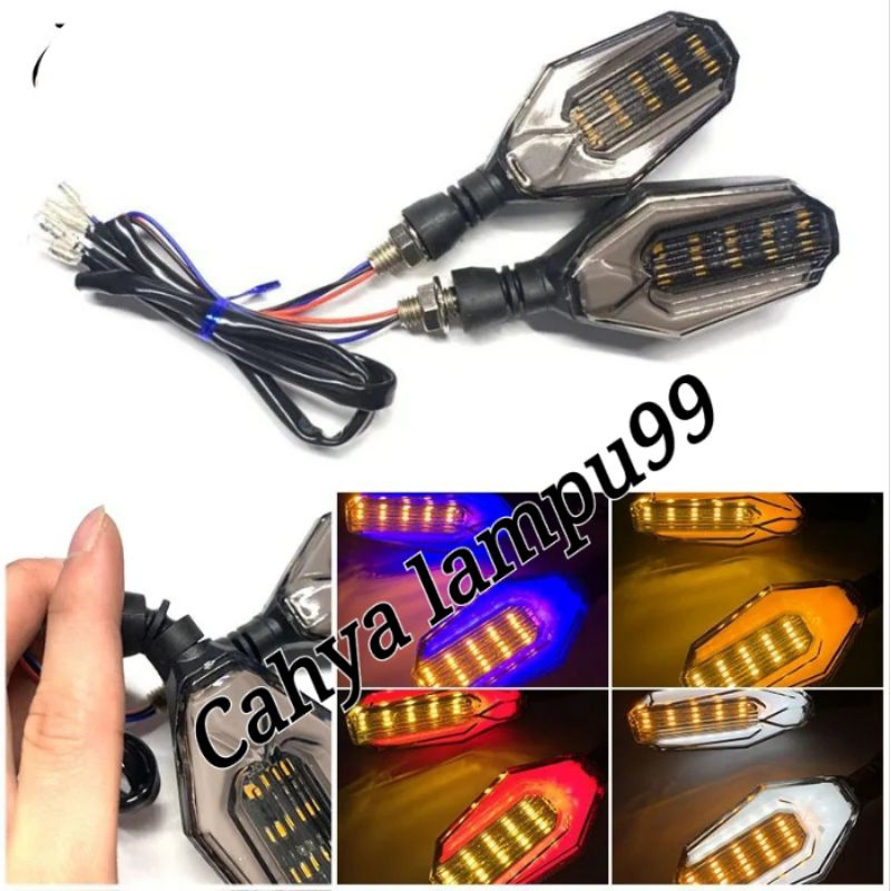 LAMPU SEIN LED VARIASI 2 WARNA MODEL DUCATI - SEN 3 KABEL UNIVERSAL MOTOR