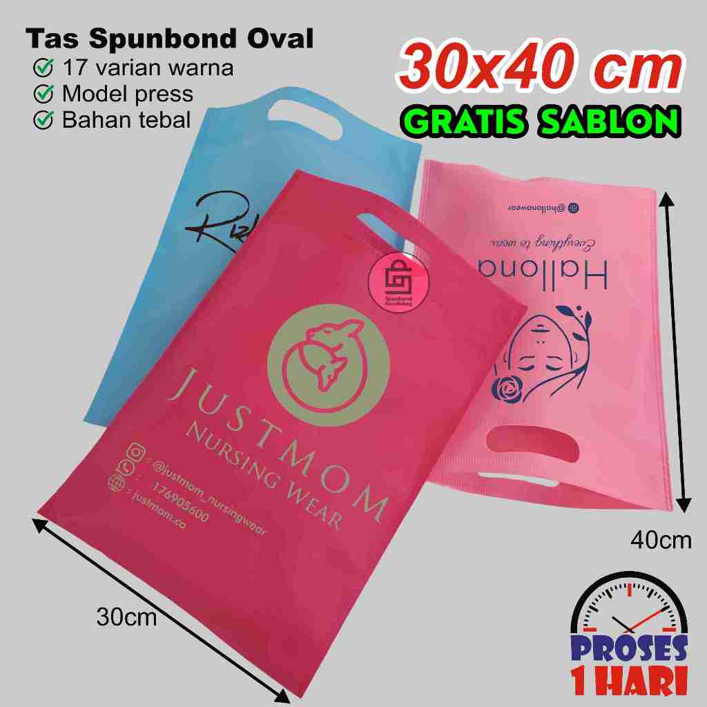 

Goodie Bag Tas Spunbond Oval 30x40 cm Gratis Sablon