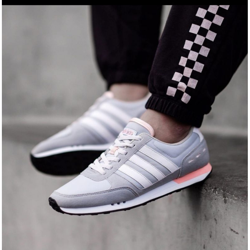 Sepatu Running Wanita Adidas Neo City Racer Grey White (100% Original Komponen)