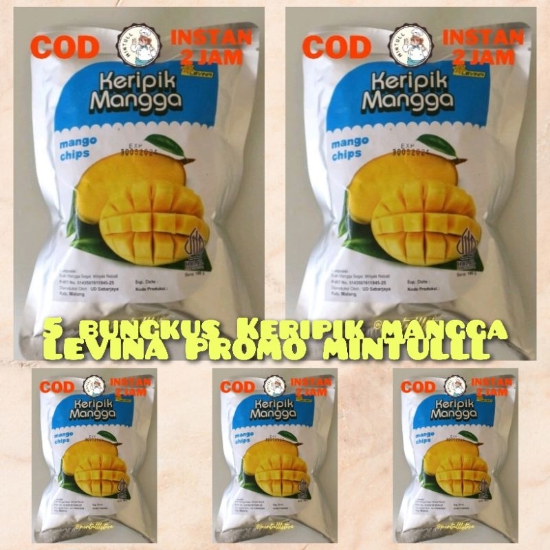 

[PROMO] 5 BUNGKUS CAMILAN KERIPIK BUAH OVEN MANGGA MANGO CHIPS LEVINA 100 GRAM OLEH-OLEH MALANG