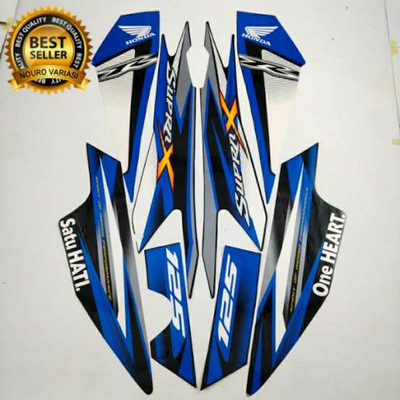 (BAYAR DI TEMPAT) Striping Supra X 125 R 2013 Biru Striping lis stiker Standar ori Honda Supra X 125